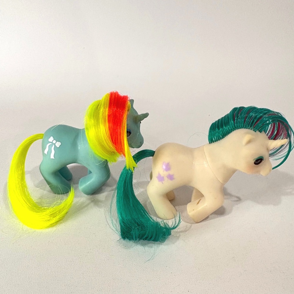 Vintage 1986 My Little Pony G1 Beddy Bye Eyes Baby Ribbon & Baby Gusty MLP Toy